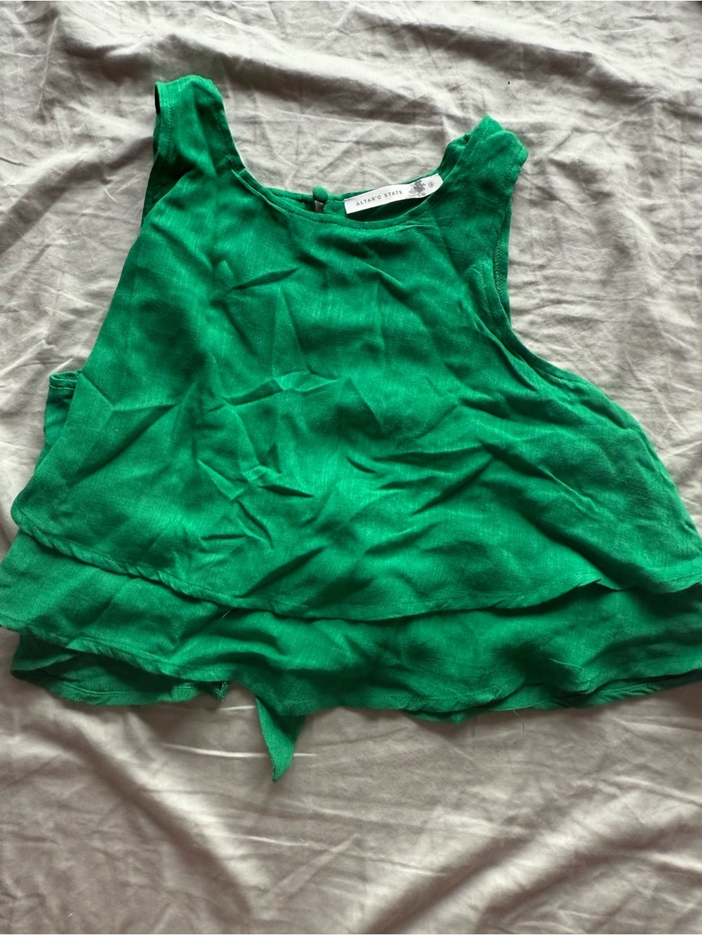 Altar'd State Emerald Green Ruffle Hem Tank